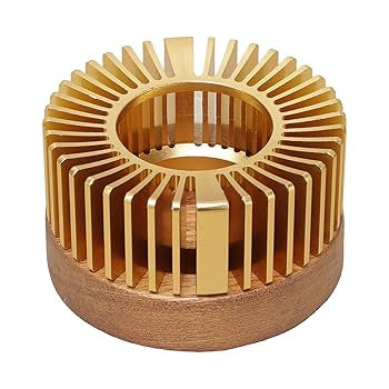 Tepottevarmer til Fyrfadslys - Rillet - Guld/Mørk Træ - 11x6 cm