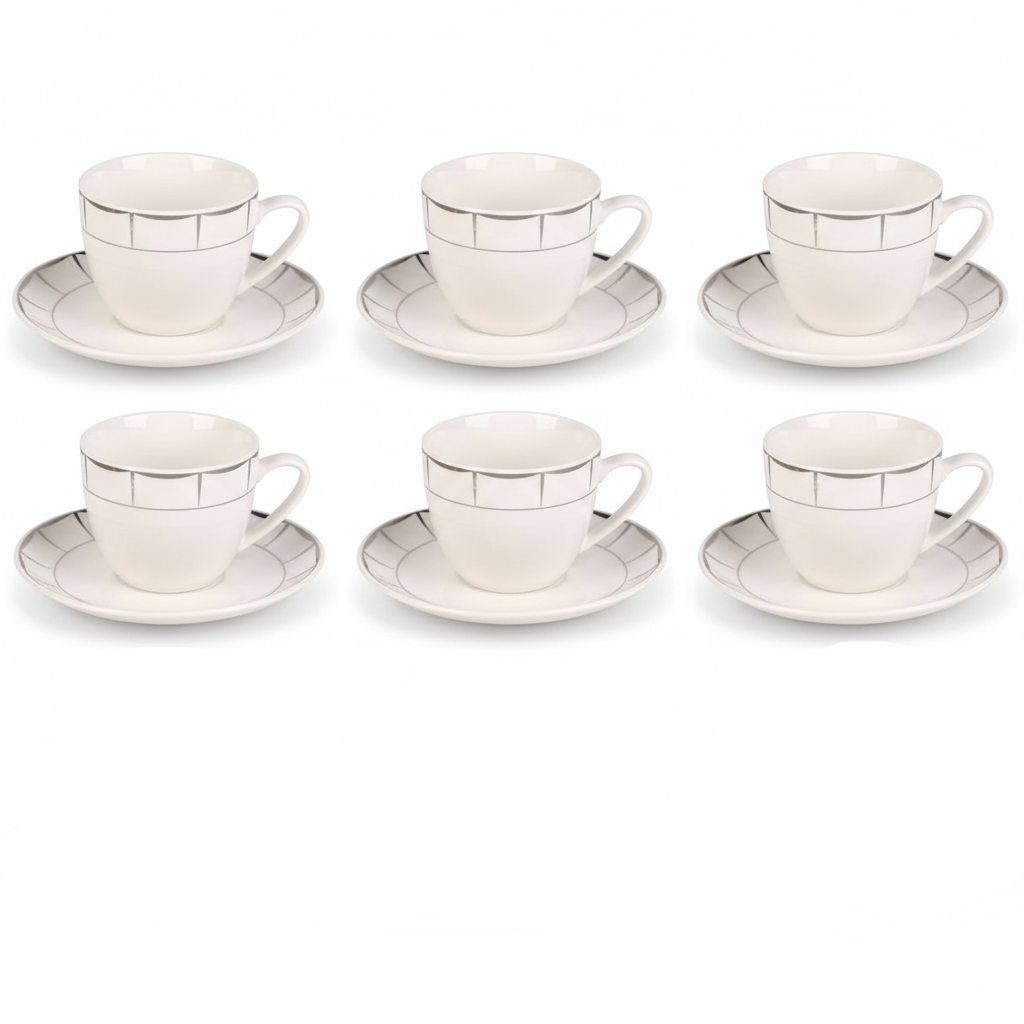 Weissberg Home Kaffekoppesæt 12 dele | Hvid/Sølv