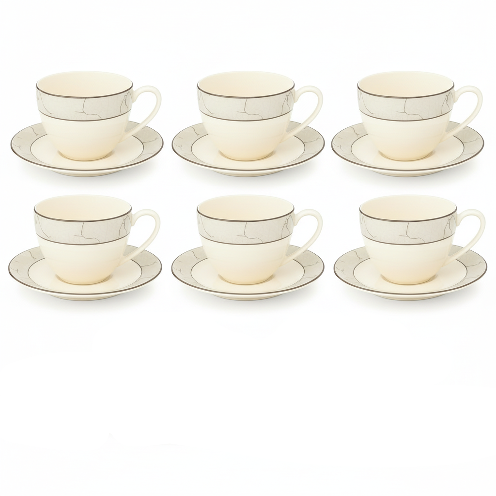 Weissberg Home Kaffekoppesæt 12 dele | Hvid/Sølv/Grå