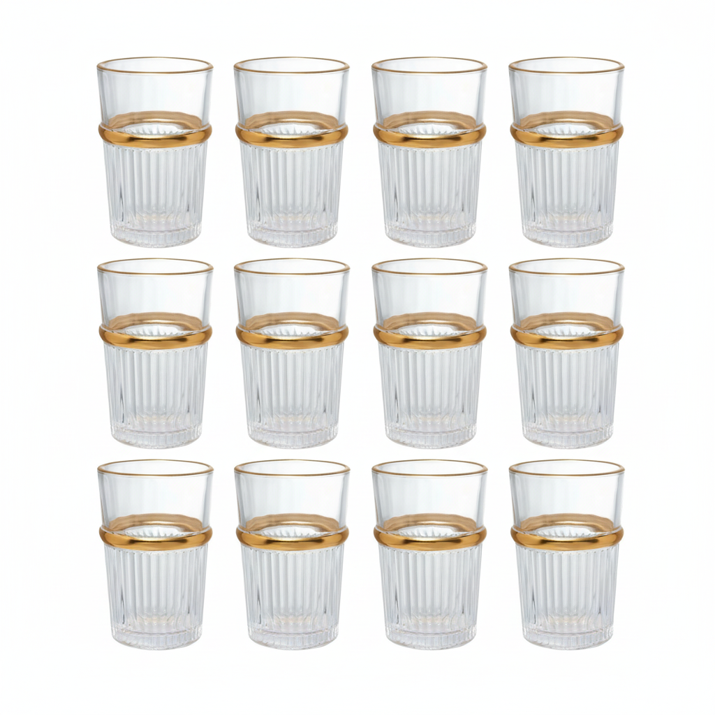 Bricard Fariza Teglassæt m/Guldkant 12 stk. - 200 ml