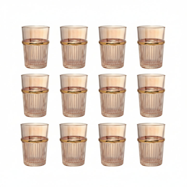Bricard Fariza Teglassæt – 12 stk. Amber m/Guldkant - 200 ml.
