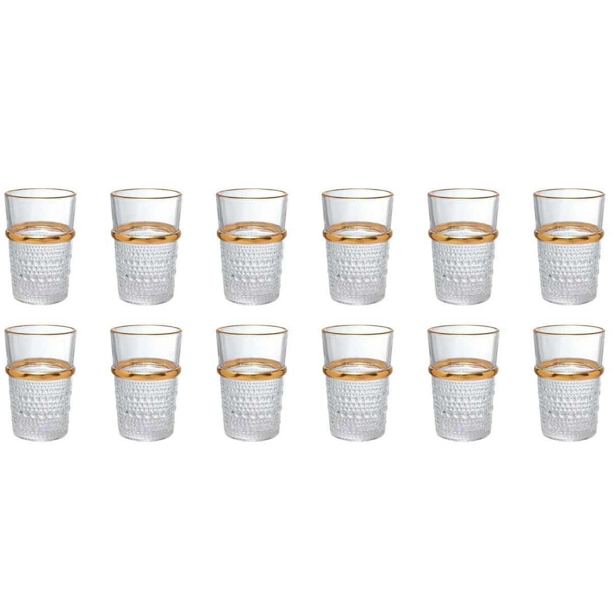 Bricard Haza Drikkeglassæt – 12 stk. med guldkant - 200 ml