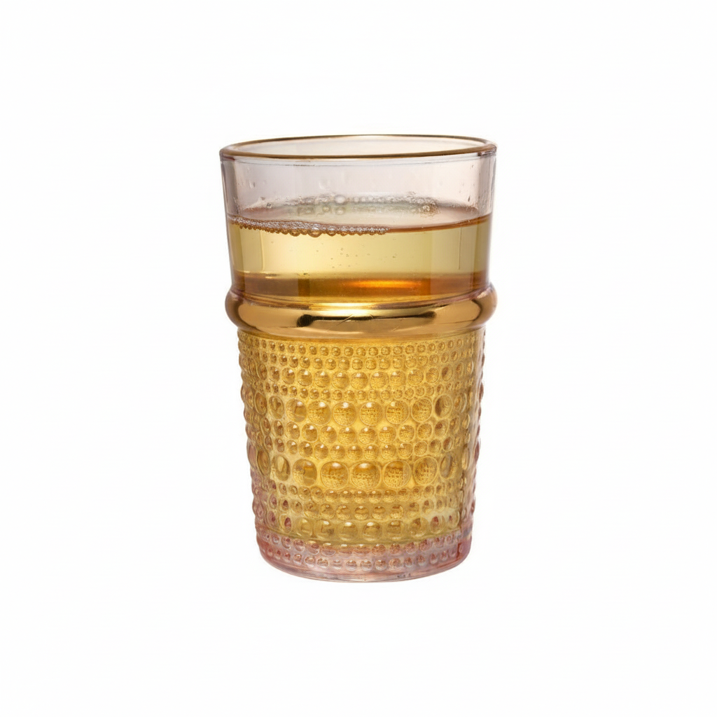 Bricard Haza Amber Teglassæt – 12 stk. Amber m/Guldkant - 200 ml.