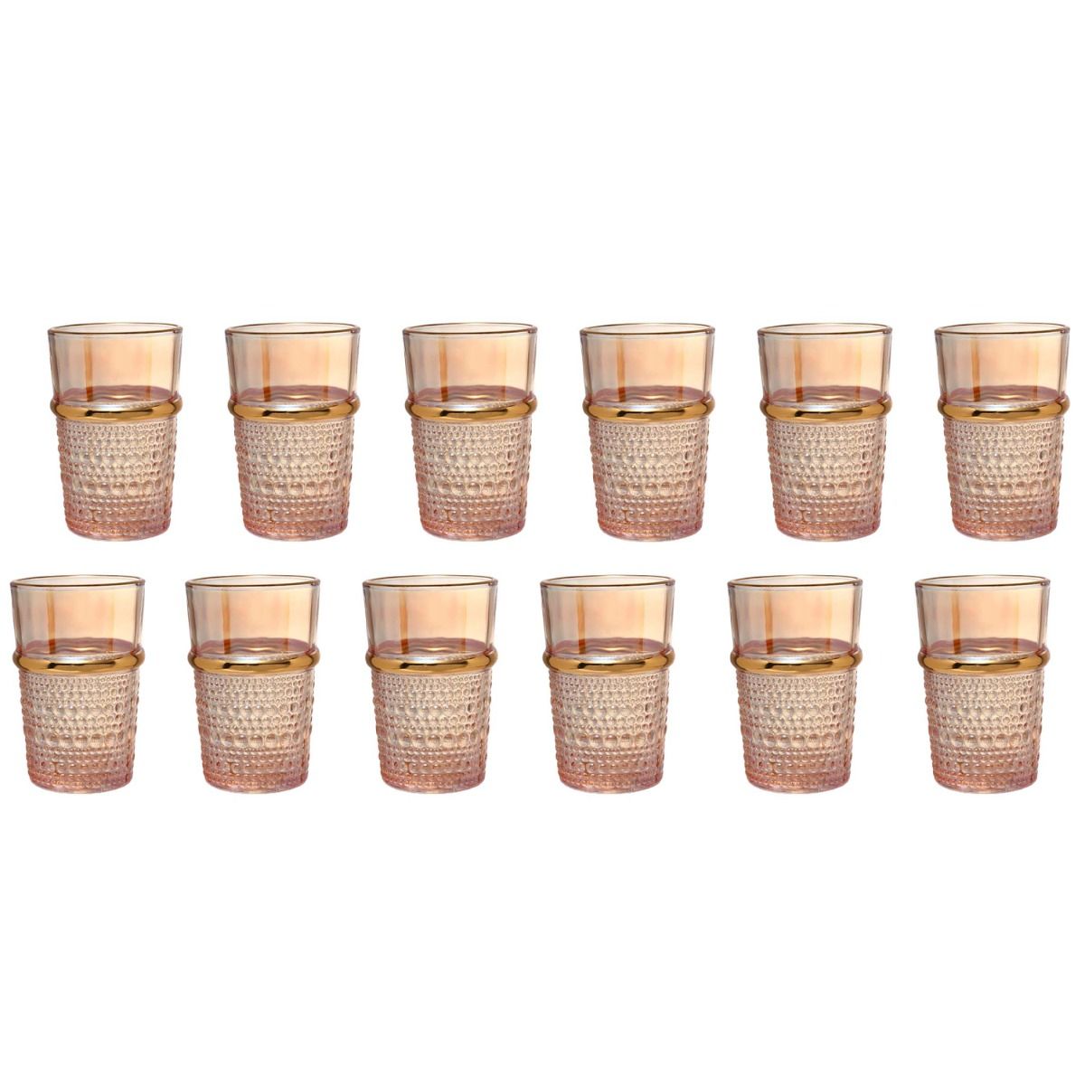 Bricard Haza Amber Drikkeglassæt – 12 stk. Amber m/Guldkant - 200 ml.