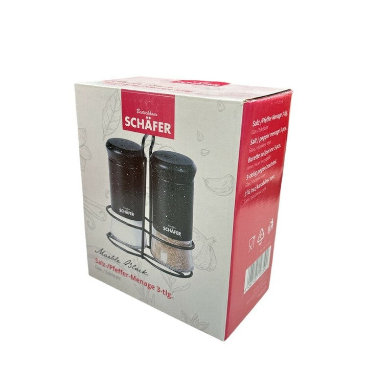 Schäfer Salt- og Pebershakersæt m/Holder - Marble Black