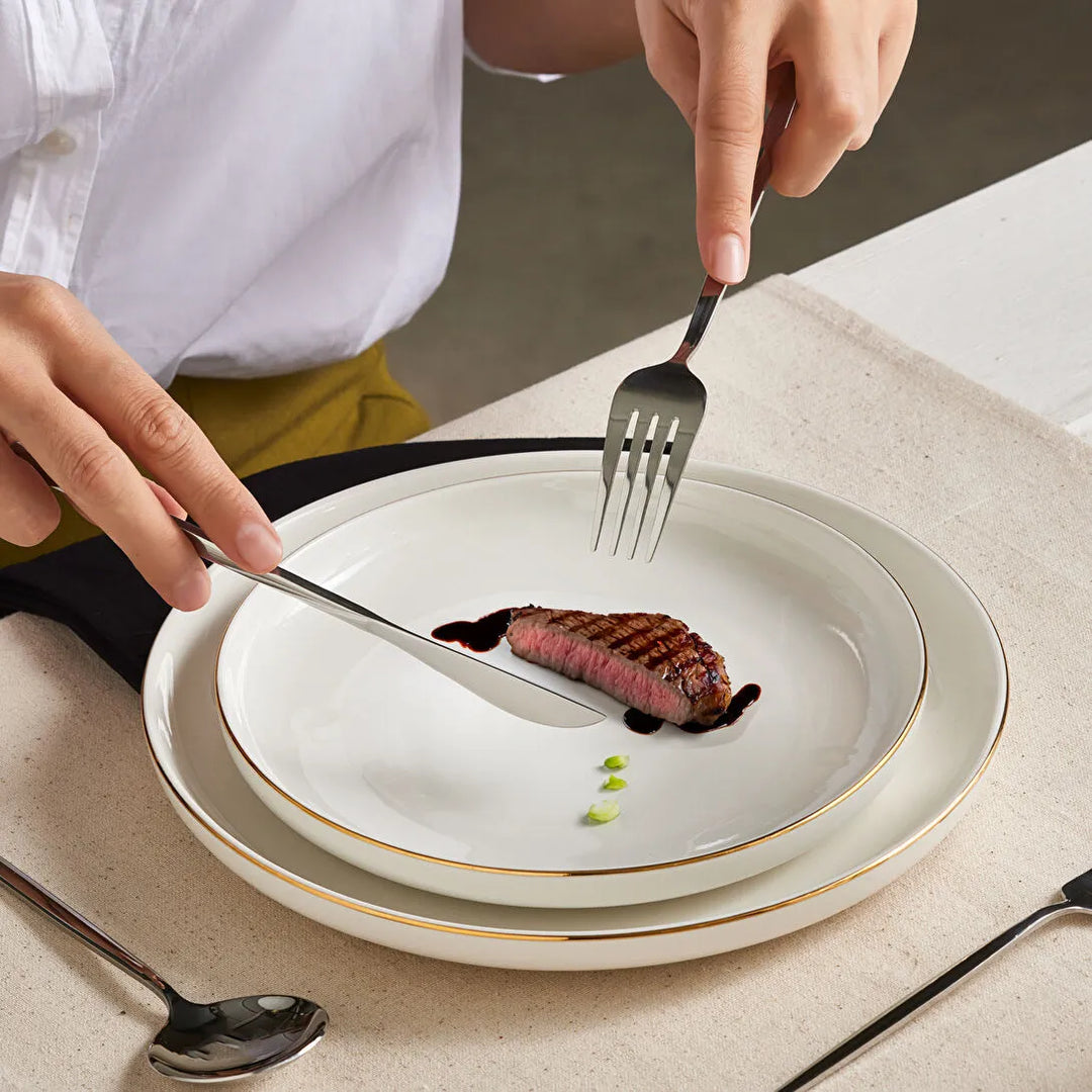 Karaca Apricot Faro 6‑personers Bestiksæt – 24 dele - Sølv