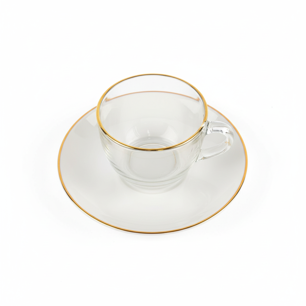 Pasabahce Üsküdar Glasunderkop m/Guldkant – Golden Touch - 10 cm - 6 stk.