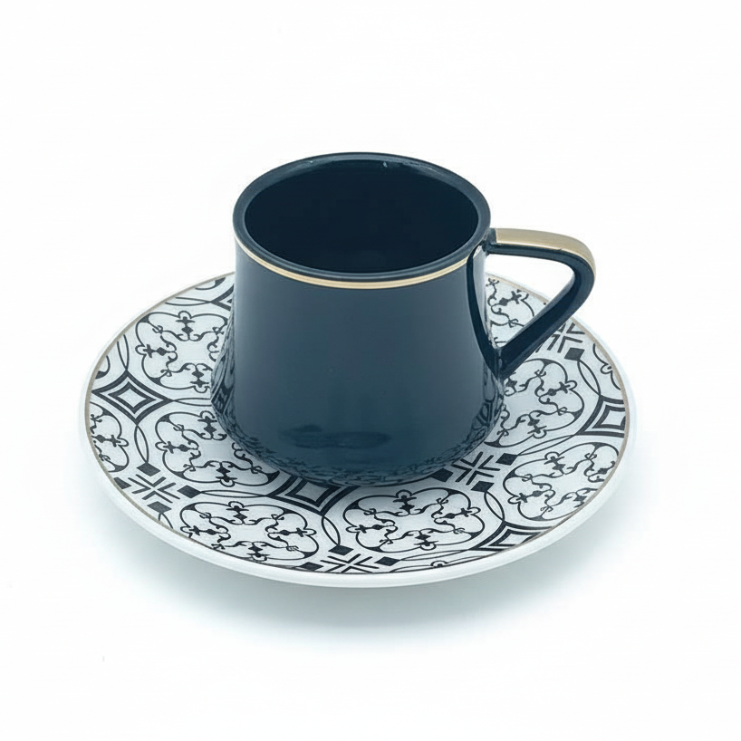 Schäfer Chalisa Kaffesæt 190 ML - SORT/HVID/ROSAGULD - 12 DELE - 6 PERSONER