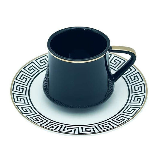 Schäfer Yara Kaffesæt 190 ML - SORT/HVID/ROSAGULD - 12 DELE - 6 PERSONER