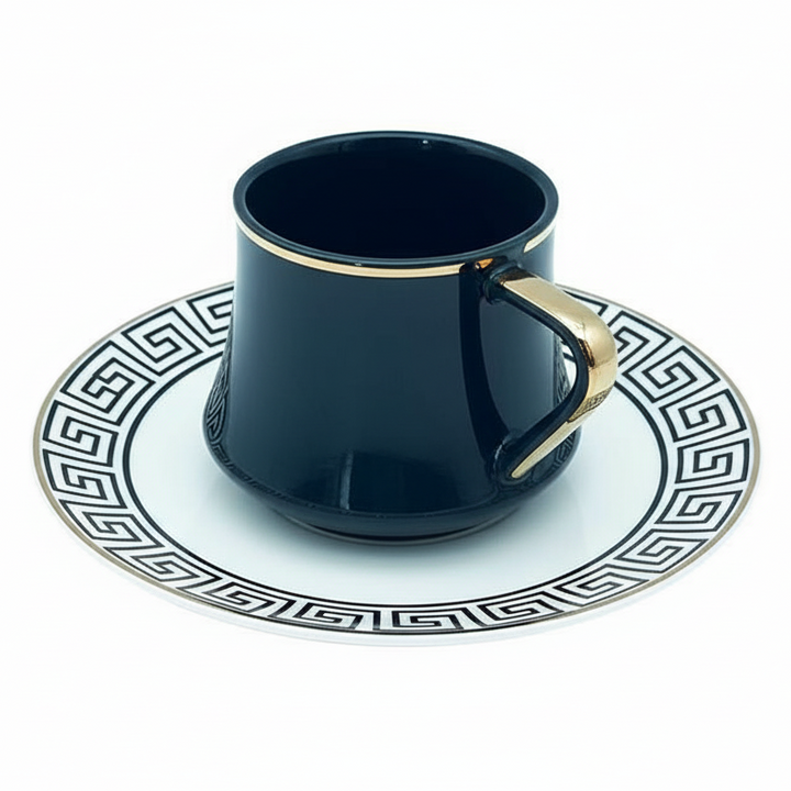 Schäfer Yara Kaffesæt 190 ML - SORT/HVID/ROSAGULD - 12 DELE - 6 PERSONER