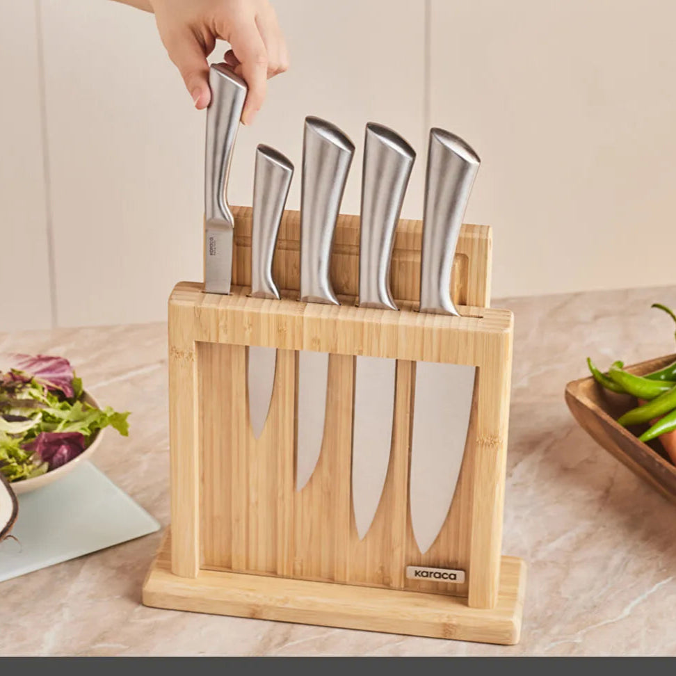 Karaca Samurai Nagoya Vigor 7-delt Knivsæt med Skærebræt – Japansk Stål