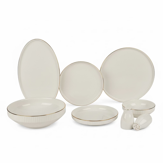 Alara Vera Porcelænssæt 6 Personer - 28 dele - Hvid/Guld