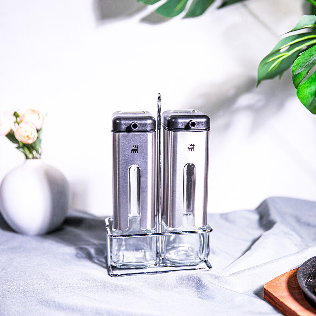 Karaca Shinex Olie- og Eddike Dispensersæt 220 ml. - Sølv