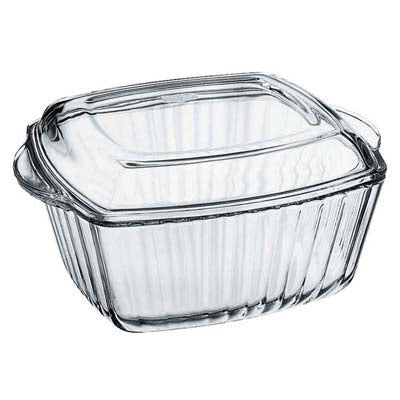 Firkant Ovnfast Glasfad m/glaslåg - Borcam 2,6 Liter