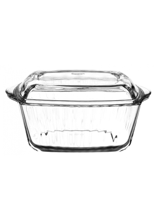 Firkant Ovnfast Glasfad m/glaslåg - Borcam 2,6 Liter