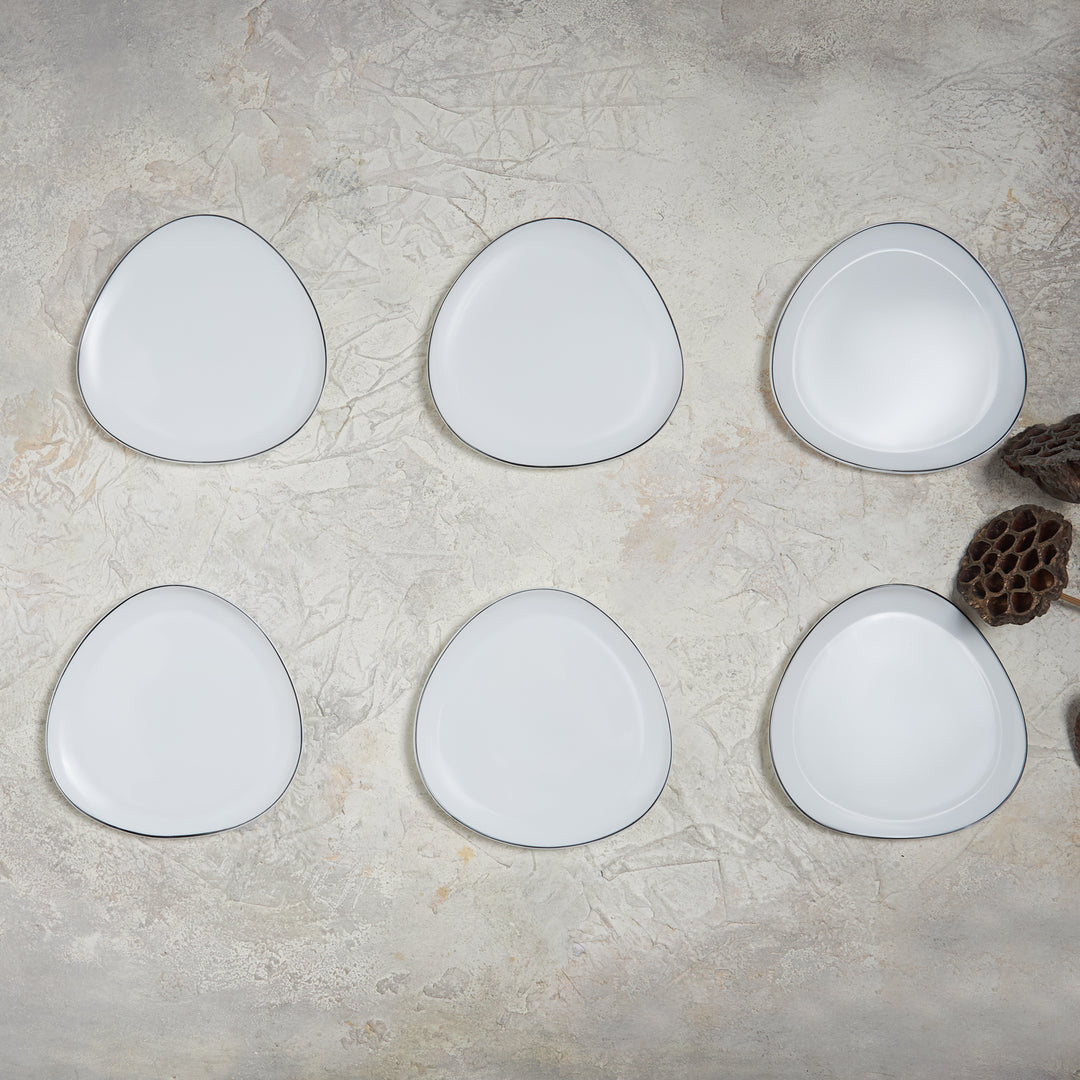 Karaca Sky Sortkant Desserttallerkensæt | 6 personer – 18 cm