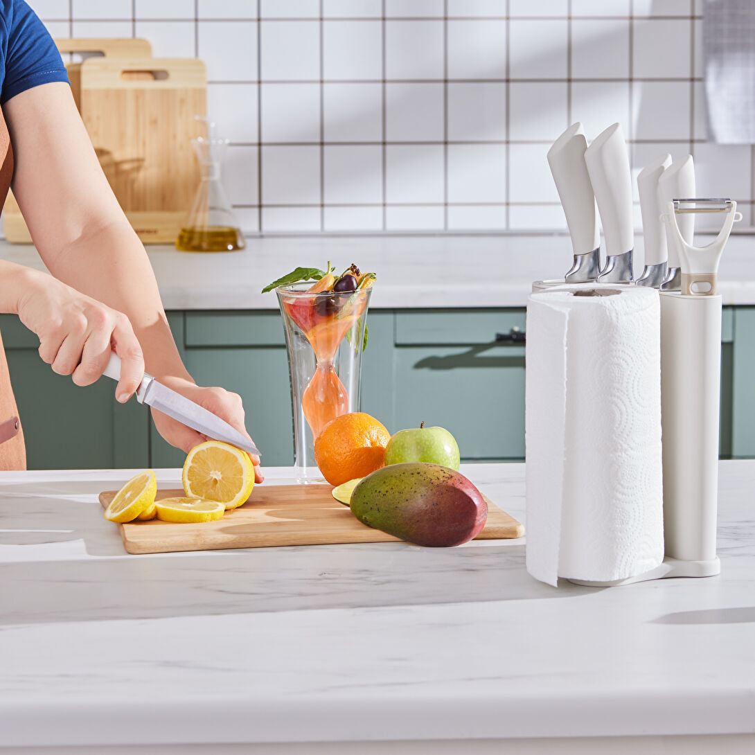 Karaca Performer Mega Force Knivsæt m/Servietholder – 7 dele – Råhvid