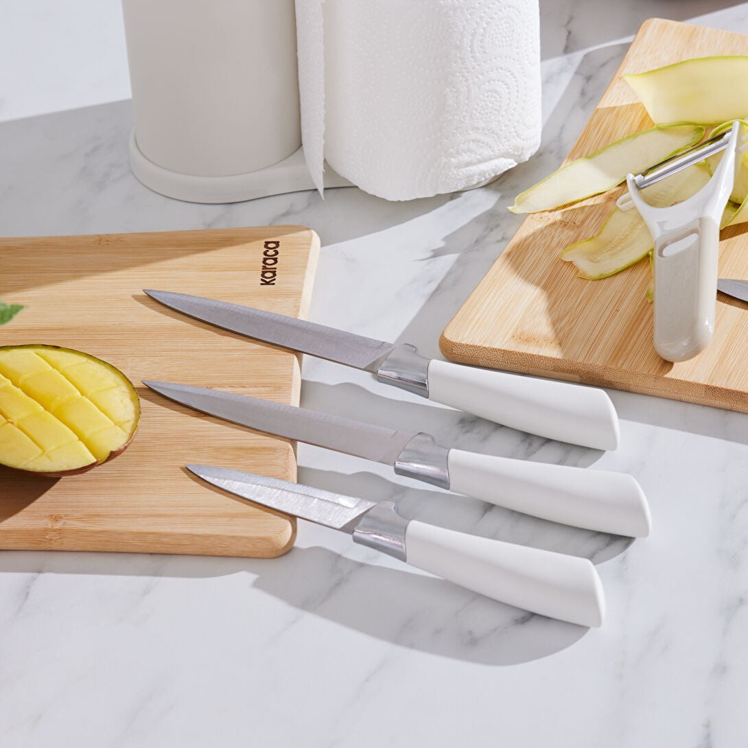 Karaca Performer Mega Force Knivsæt m/Servietholder – 7 dele – Råhvid