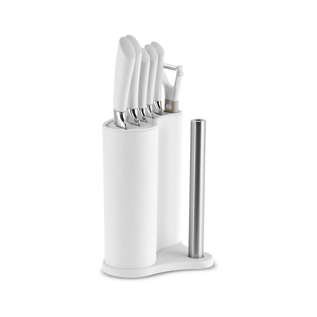 Karaca Performer Mega Force Knivsæt m/Servietholder – 7 dele – Råhvid