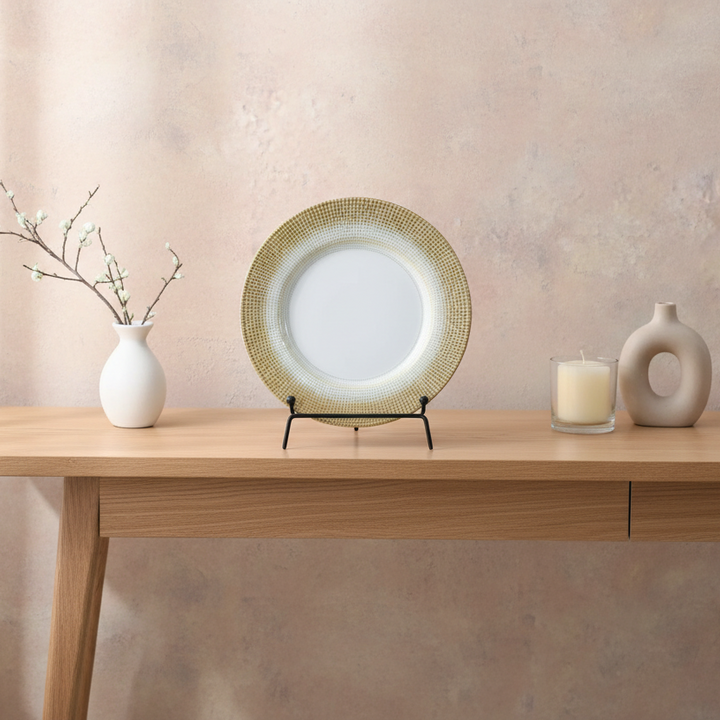 Karaca Home Marisa Dekorativt Glasfad/Dækkeserviet – Guldglitter - 33 cm