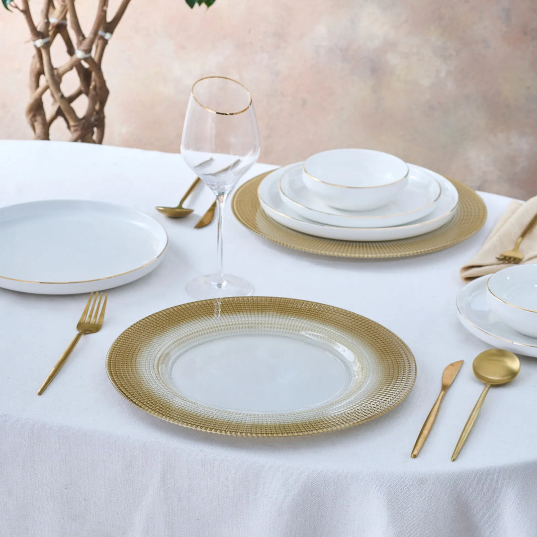 Karaca Home Marisa Dekorativt Glasfad/Dækkeserviet – Guldglitter - 33 cm