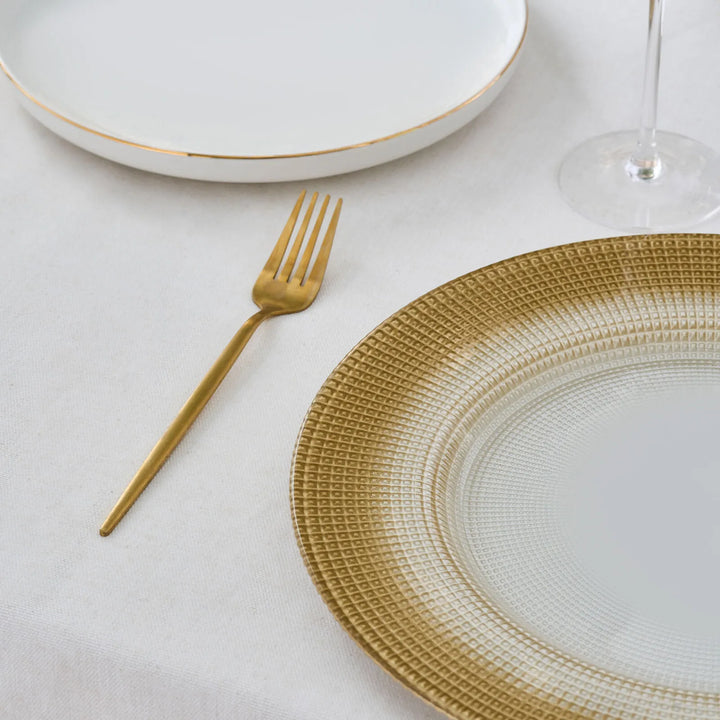 Karaca Home Marisa Dekorativt Glasfad/Dækkeserviet – Guldglitter - 33 cm