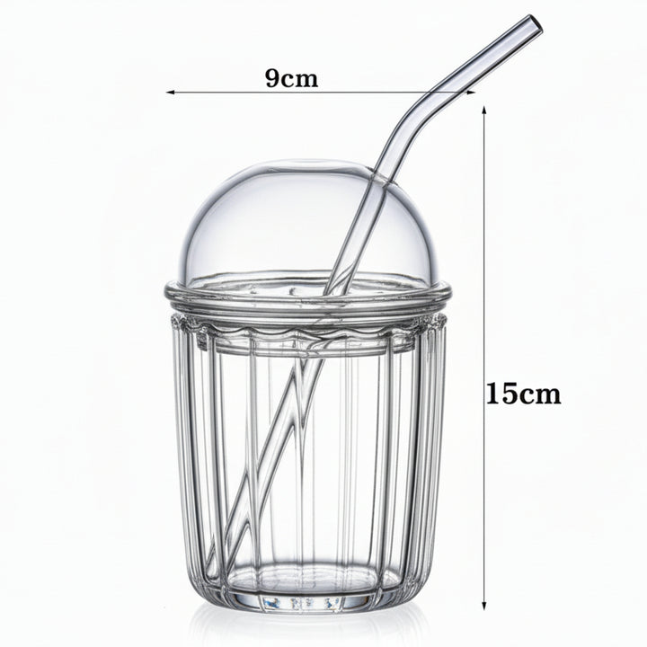 Almina Vivien Drikkeglas m/Sugerør og Låg - 500 ml.