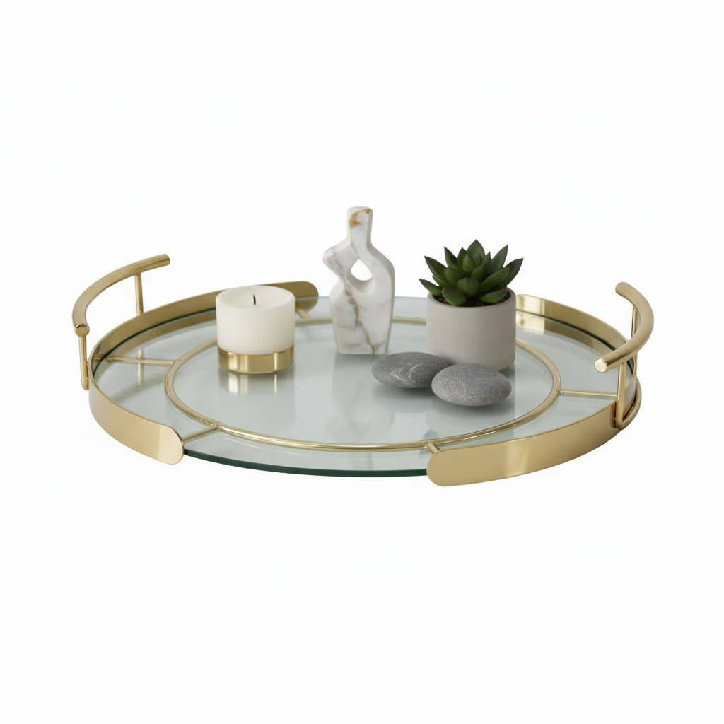 Cinar Fugurato Elegance Guld Serveringsbakke – 35 cm