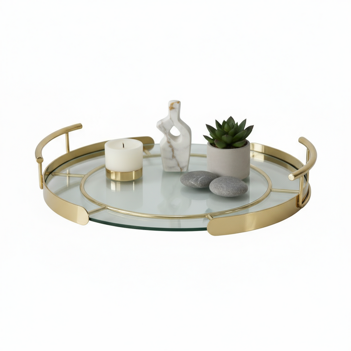 Cinar Fugurato Elegance Guld Serveringsbakke – 30 cm