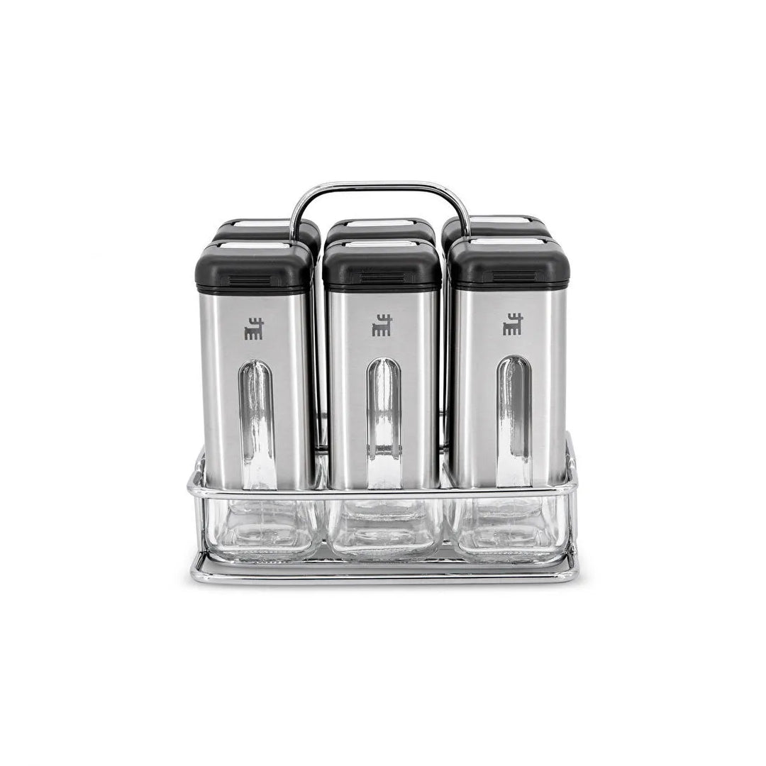 Karaca Shinex Inox Krydderisæt – 7 Dele - Rustfrit Stål & Glas