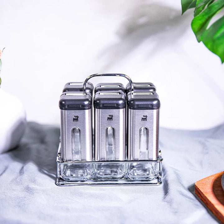 Karaca Shinex Inox Krydderisæt – 7 Dele - Rustfrit Stål & Glas