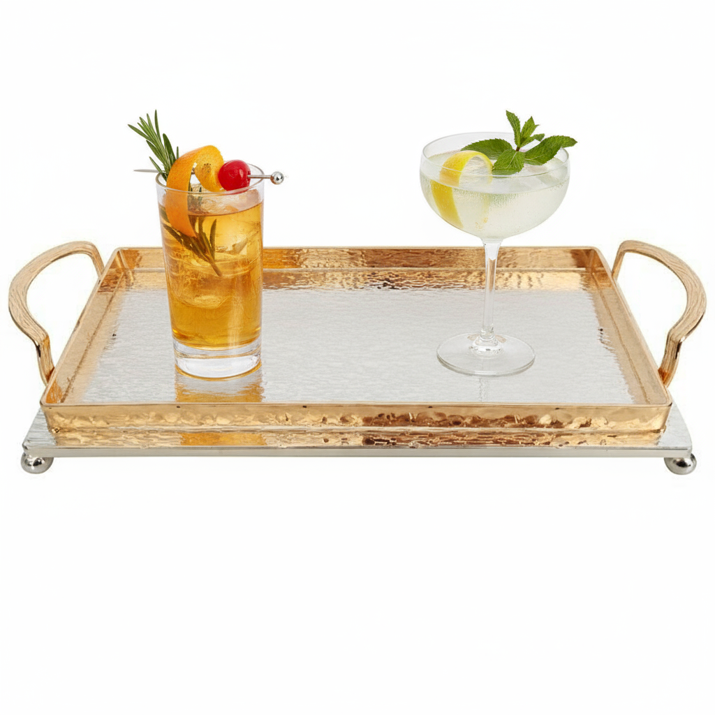 Cinar Serveringsbakke | 30x14 cm | Guld-Sølv
