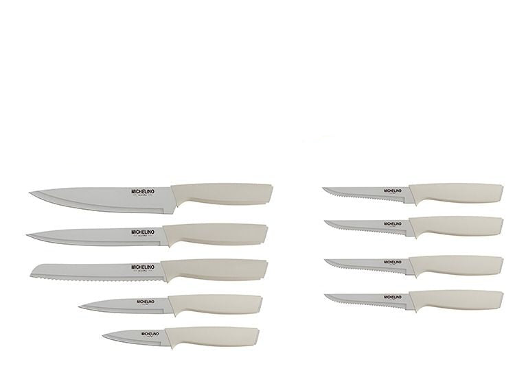 Michelino Alythia Knivsæt m/Holder – 10 Dele - Beige