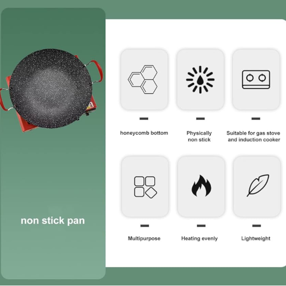 Almina Koreansk Non-Stick BBQ Grillpande 38 cm - Sort/Hvid