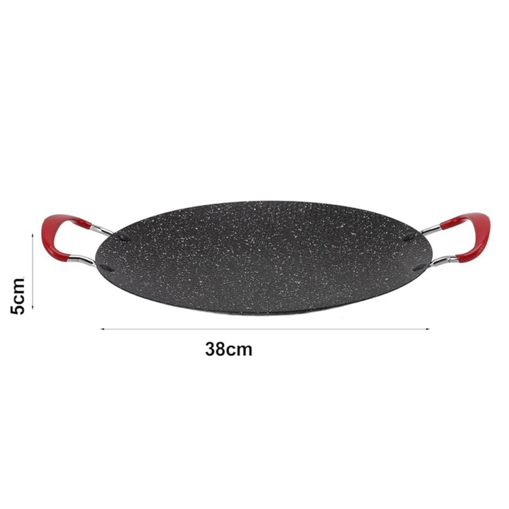 Almina Koreansk Non-Stick BBQ Grillpande 38 cm - Sort/Hvid