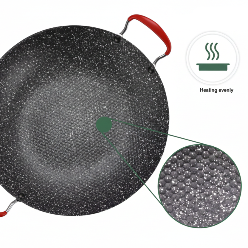 Almina Koreansk Non-Stick BBQ Grillpande 38 cm - Sort/Hvid