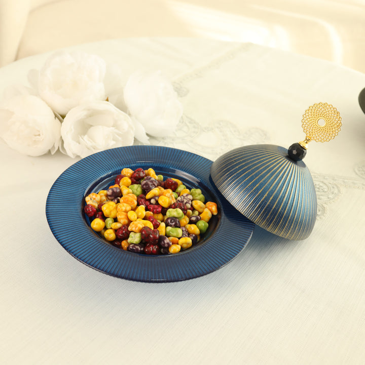 Karaca Candy Blå Tyrkisk Delight Skål m/Låg - 20 cm