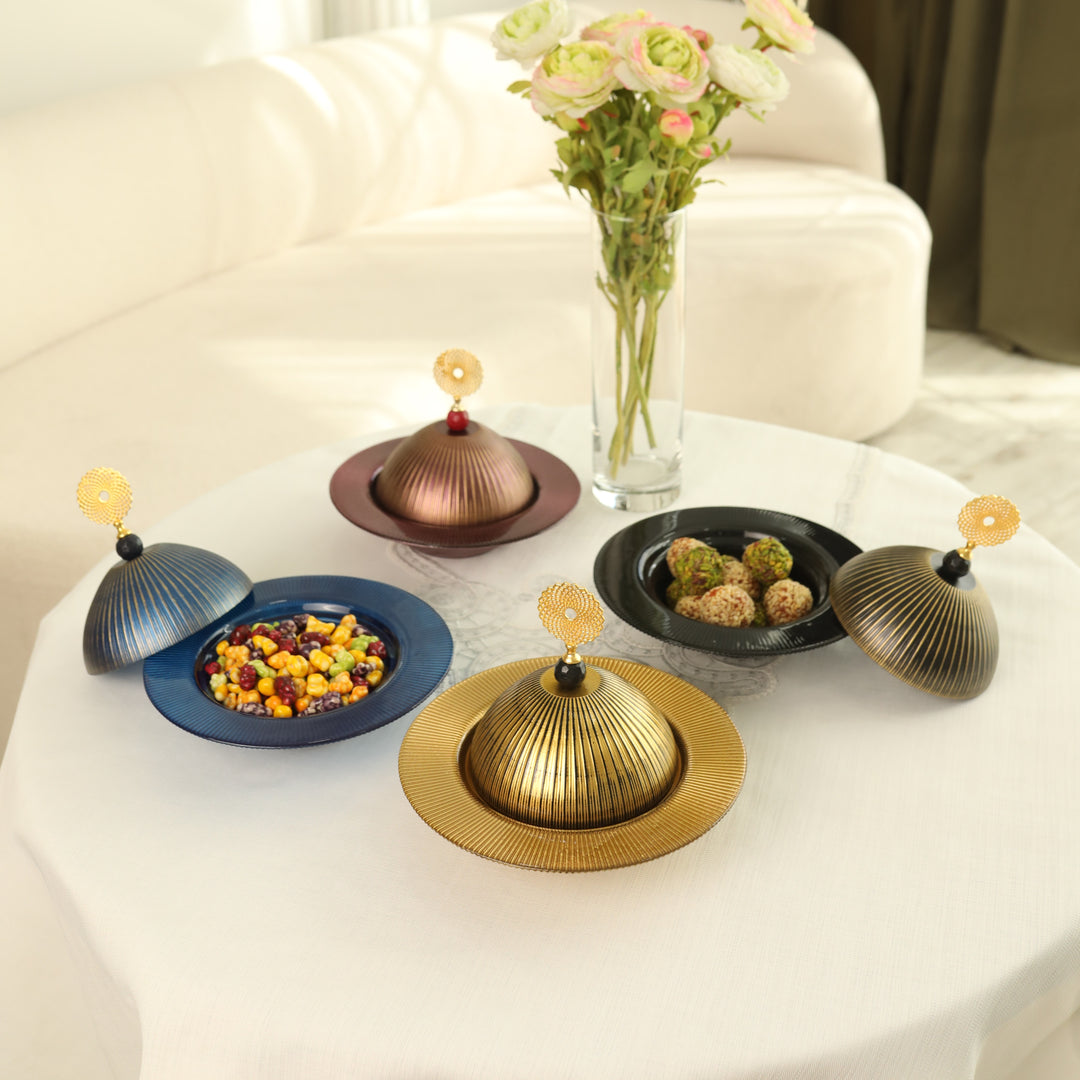 Karaca Candy Blå Tyrkisk Delight Skål m/Låg - 20 cm