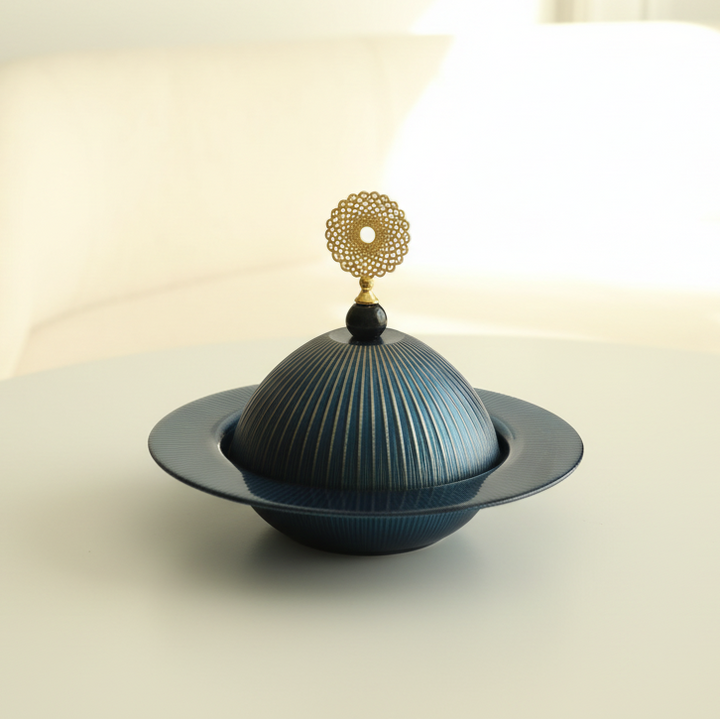 Karaca Candy Blå Tyrkisk Delight Skål m/Låg - 20 cm