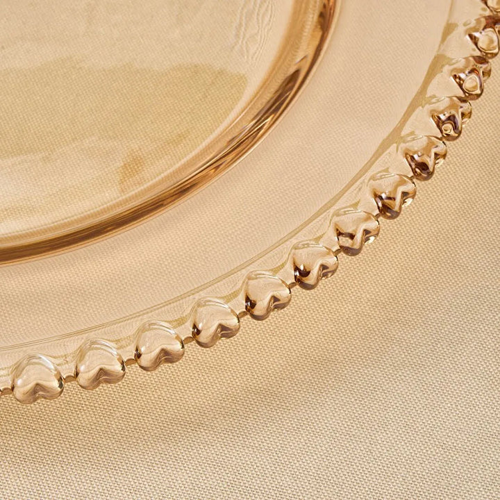 Karaca Rory Dekorativt Glasfad/Dækkeserviet - Rav/Guld - 32 cm