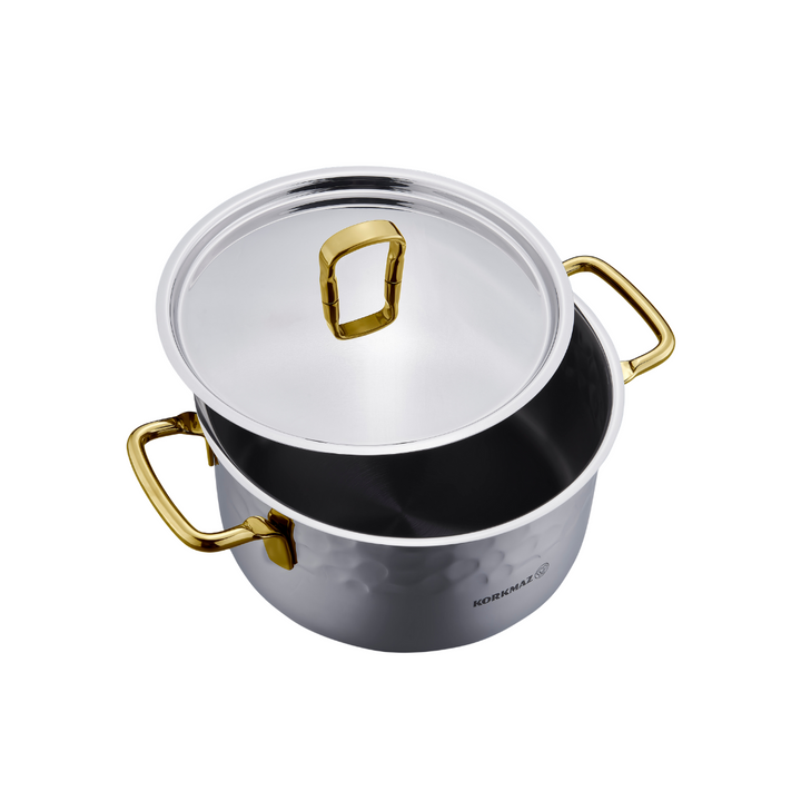 Korkmaz Erna Grydesæt m/Guldgreb - 8 Dele - 4 Størrelser