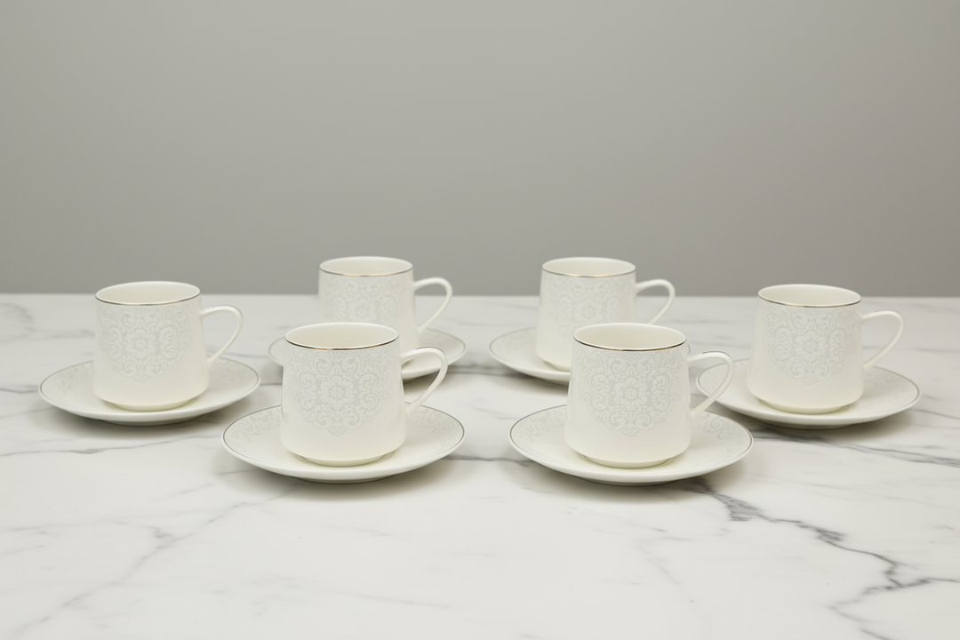 Schäfer Porcelæn Kaffesæt Mønstret m/Gulddetaljer (12 Dele)