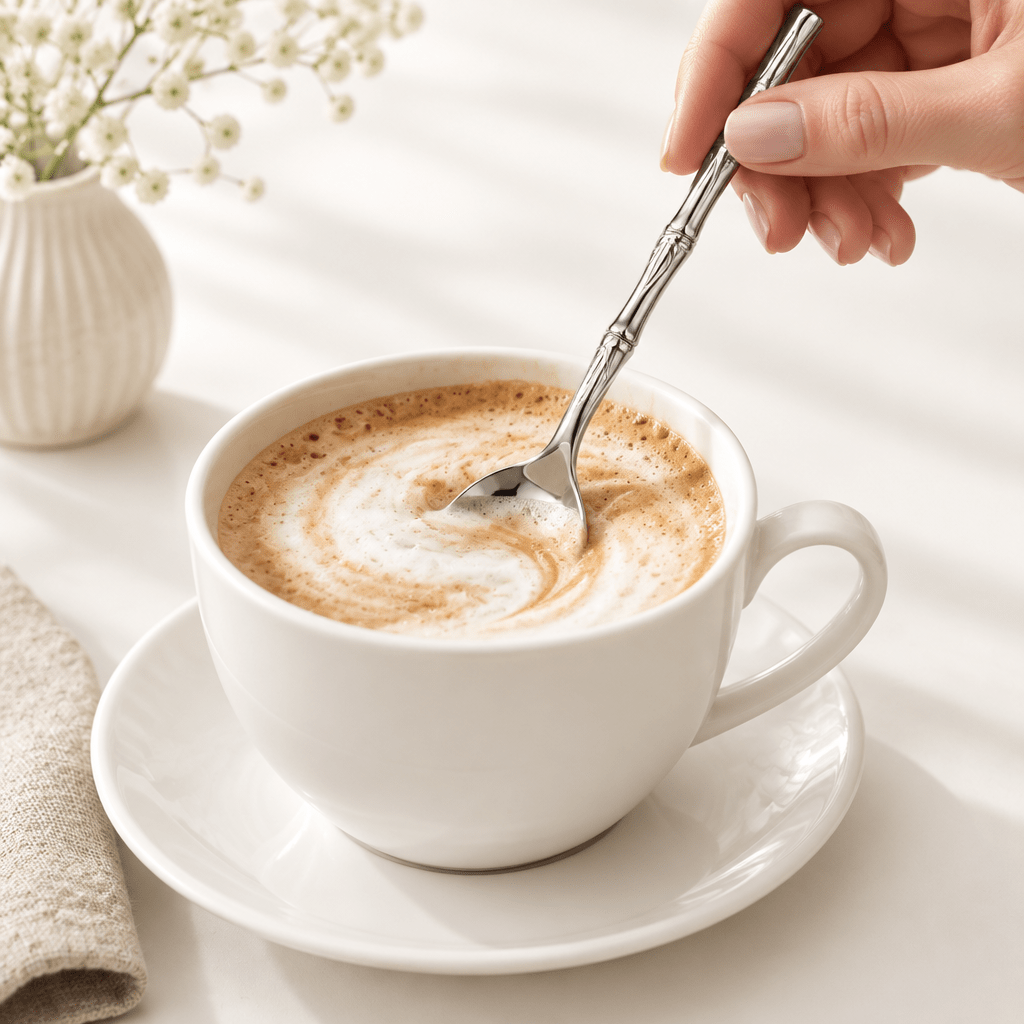 Akkaya - Kaffeskeer – 2 stk. | 15 cm | 18/10 Rustfrit Stål | Bambusmønster - Løven Home