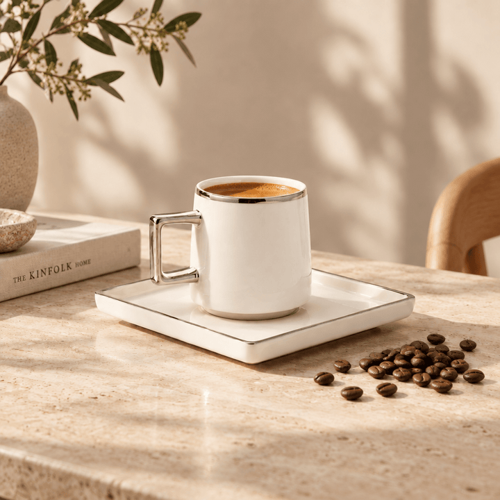 Akkaya - Mokka &amp; espressosæt - 12 Dele | 6 personer | Sølv - Løven Home