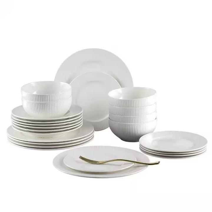 Akkaya Porcelænssæt 24 dele - 6 personer Hvid - Weisse Rose Anna - Løven Home