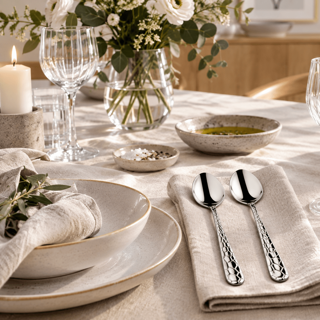 Akkaya - Spiseskeer – 2 stk | Rustfrit Stål | Hamret mønster - Løven Home