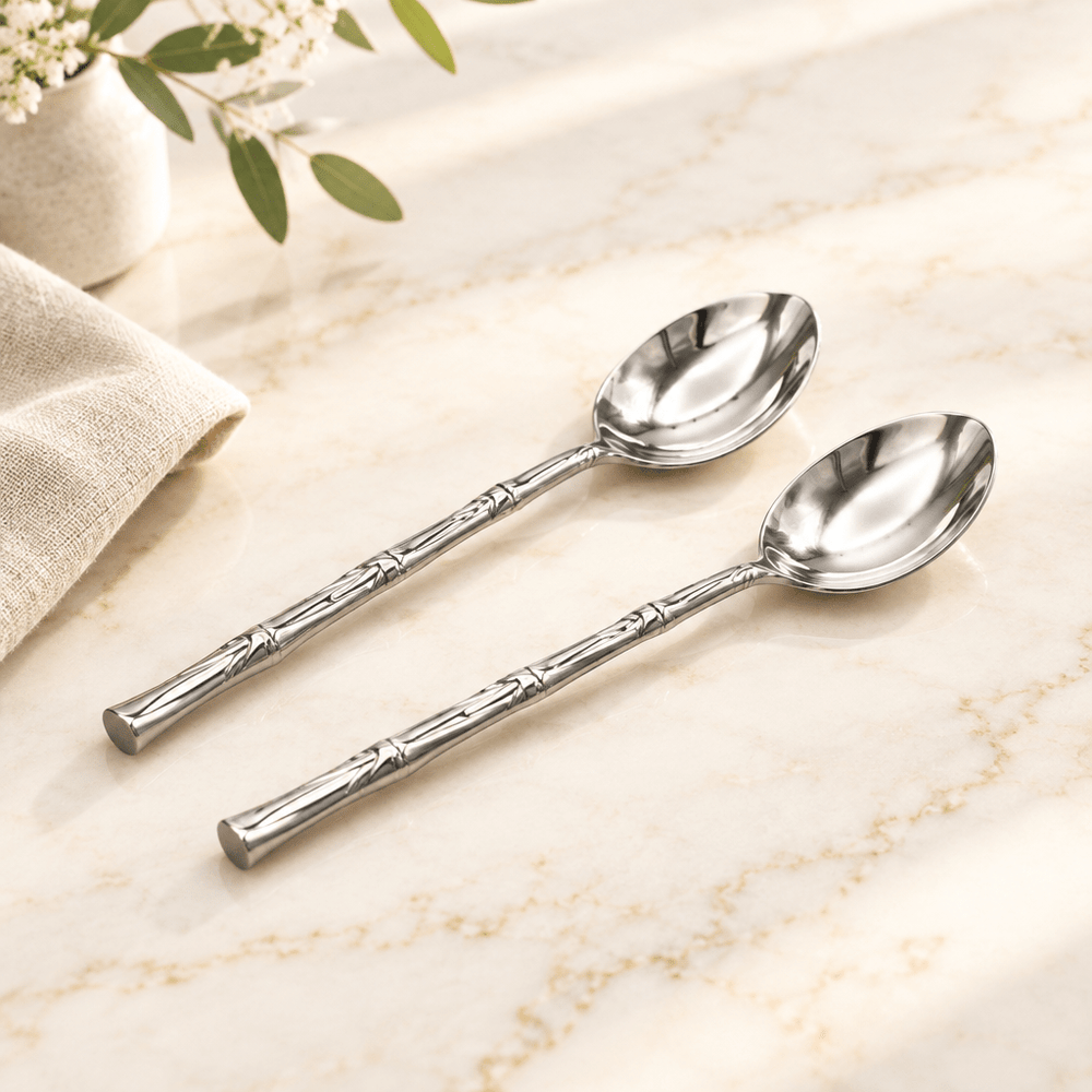 Akkaya - Teskeer – 2 stk. | 11 cm | 18/10 Rustfrit Stål | Bambusmønster - Løven Home