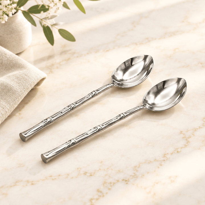 Akkaya - Teskeer – 2 stk. | 11 cm | 18/10 Rustfrit Stål | Bambusmønster - Løven Home