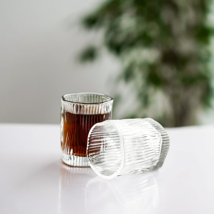 Almina Artic Terra Piccolo Glassæt 6 stk. - 60 ml - Riflet Overflade - Løven Home