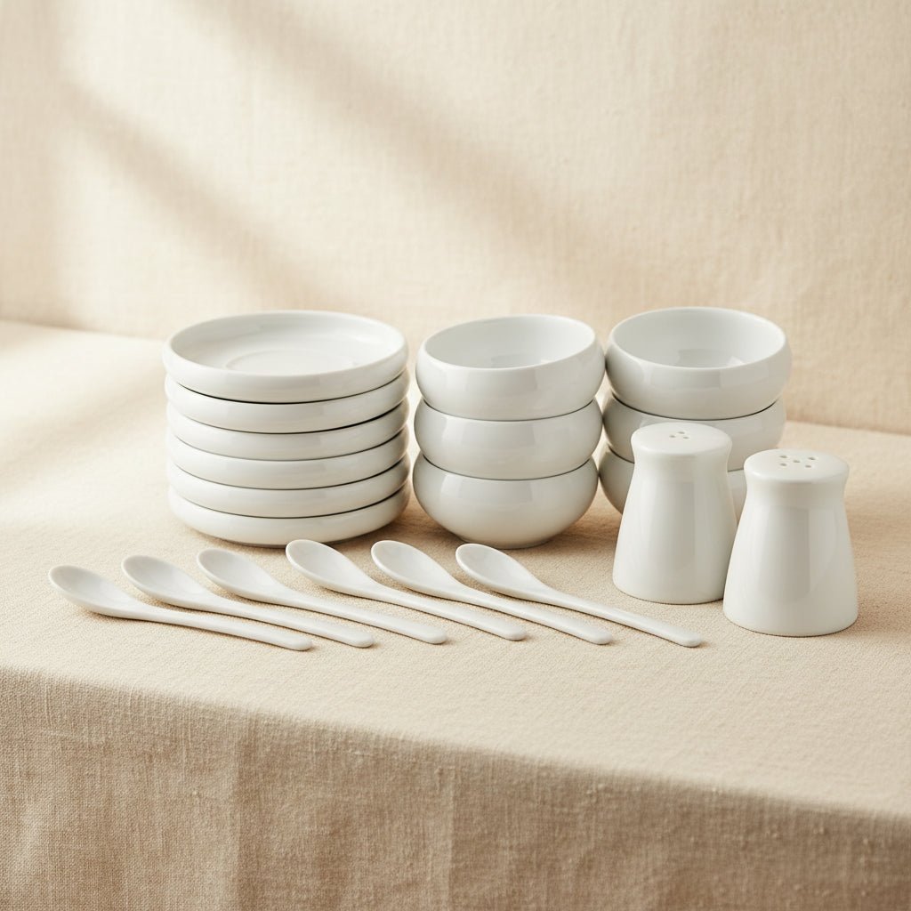 Almina - Belicia Morgenmadssæt - 30 dele | Porcelæn | Råhvid - Løven Home